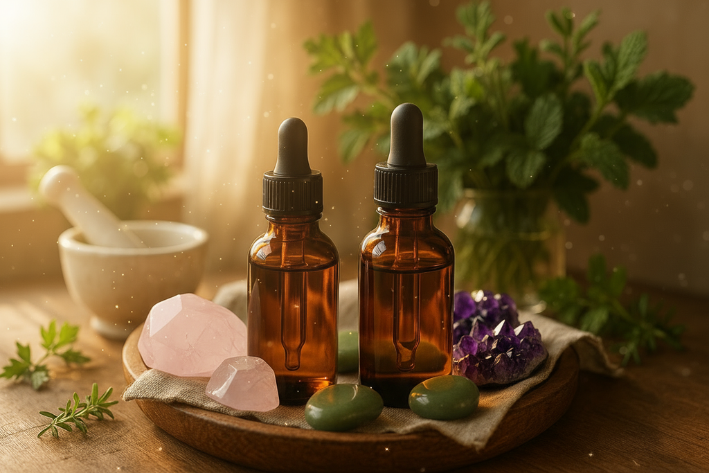 Lifestyle scene with healing crystals